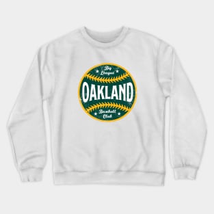 Oakland Retro Big League Baseball - White Crewneck Sweatshirt